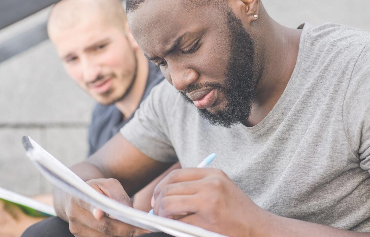 International students collaborating on financial planning